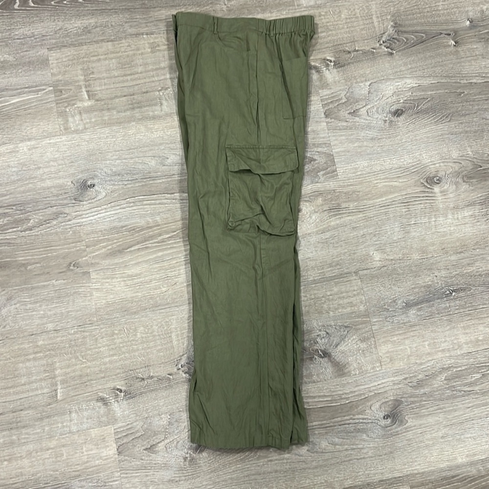 HG khaki linen cargo pants